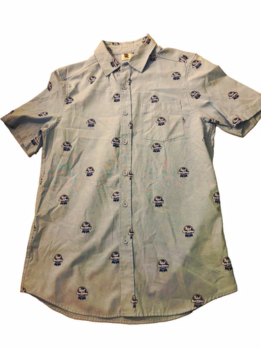 Pabst Blue Ribbon Modern Logo All-Over Print Button-Up Shirt – Size ...