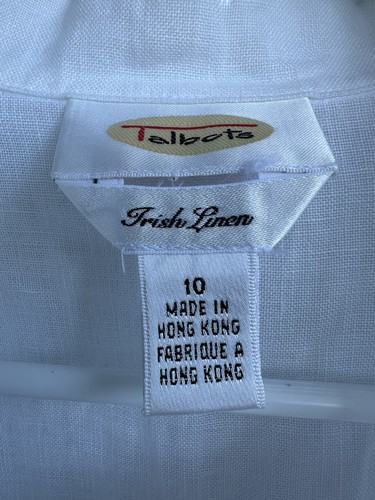 Talbots Vintage Irish Linen Embroidered Short Sleeve Blouse White Size 10 - Picture 2 of 7