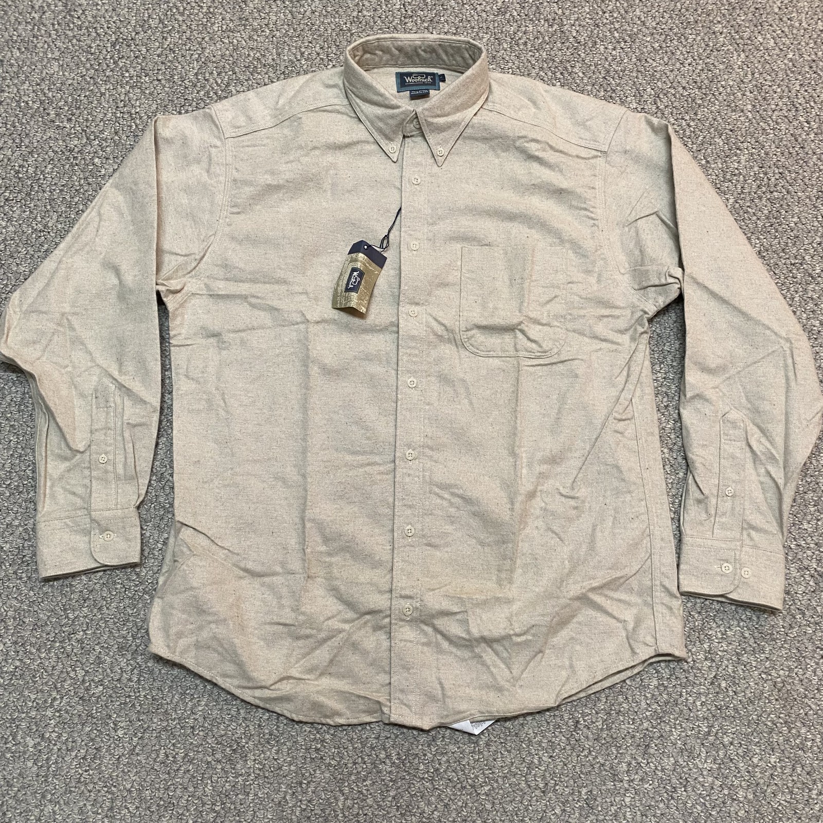 NEW Vintage Woolrich Men’s Chamois Shirt Size Large Beige Oatmeal Made In USA