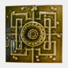 J & JG Low Tile Works 1880s Art Pottery Green Majolica Geometric Ceramic Tile