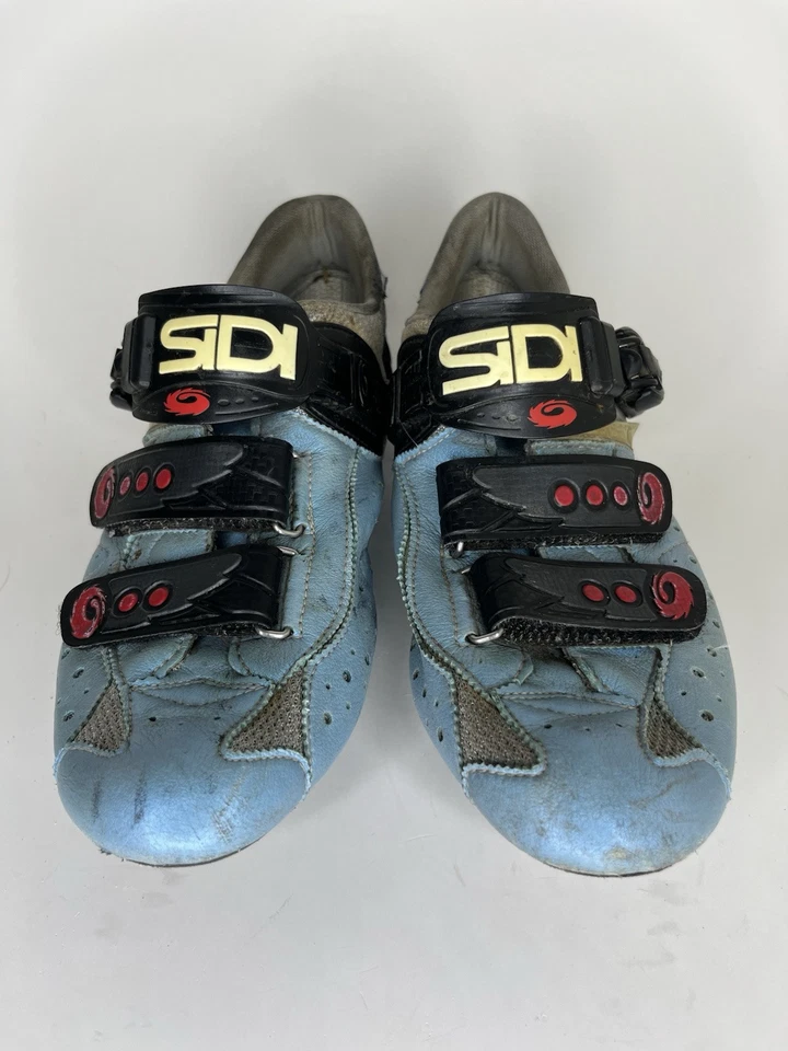 sidi 骑行鞋男式 40 码 US 7.5 意大利制造绑带蓝色皮革 — 第 2/4 张图片