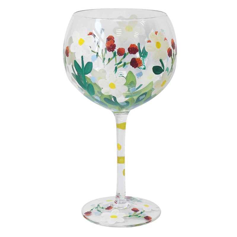 Cocktail Glass Lynsey Johnstone Daisies Flower Gin Hand Painted Ladies Drink