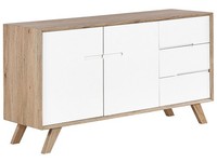 Modernes Sideboard Weiß/Heller Holzfarbton Mit 2 TüRen Und 3 Schubladen Forester