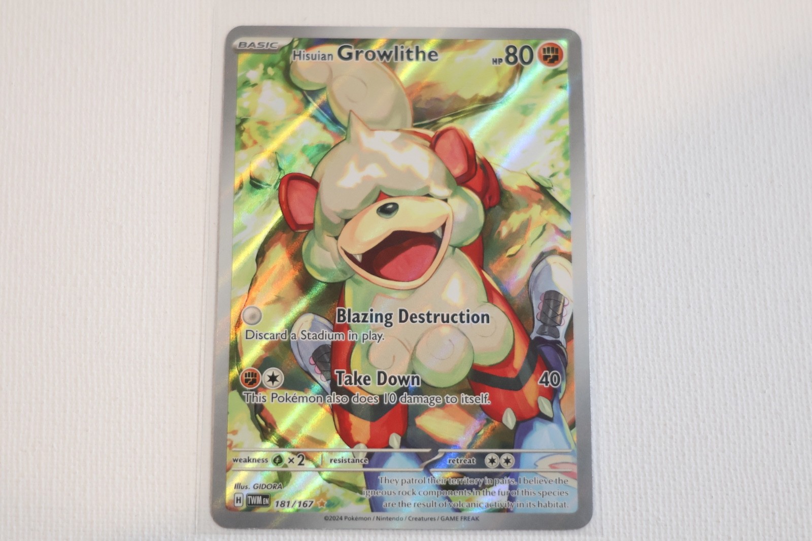 Pokemon Hisuian Growlithe 181/167 Sv06: Twilight Masquerade Illustration Rare NM