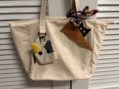 Beige Cat Tote Lightweight Shoulder 13.3inch laptop bag With Earbud Purse
