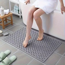 Non Slip Bathtub Mat 28x15 Inch Shower Mat with Drain Holes Suction Cups Blue