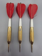 Vintage Unicorn Pure Gold Plate Darts - Red Feathers - Made In England