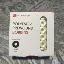 Rich Word White Polyester Prewound Bobbins - A style 75D/2