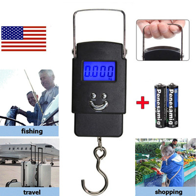 Portable Fish Scale 110lb / 50kg Travel LCD Digital Hanging Luggage Electronic