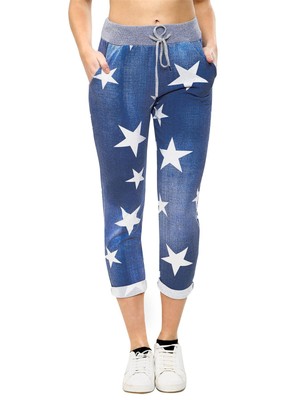 Womens Ladies Floral Print Italian Trousers Casual Magic Jogging Bottoms Pants
