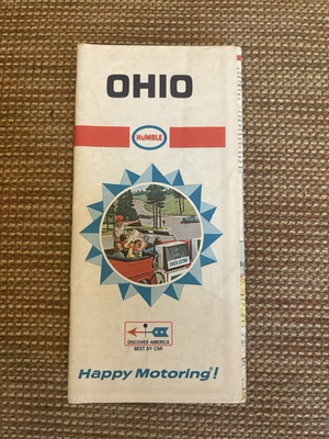 #ad Vintage 1968 Humble Oil Gas Station Map of OHIO before Stardard Esso Enco Exxon $14.99