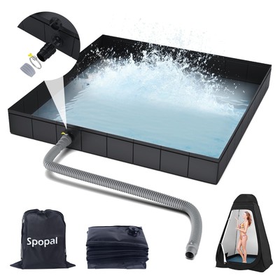 Portable Shower Pan, Foldable Shower Base & Basin Floor with Detachable Drain...