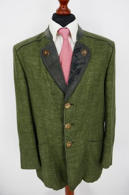 Julius Lang Trachten Janker Gr.50 100% Leinen Oliv Black Label Top Zustand