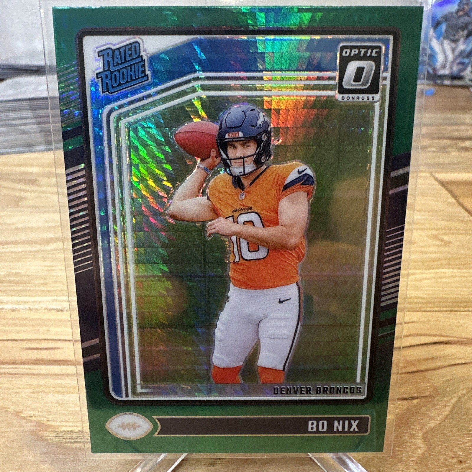 2024 Panini Donruss Optic BO NIX Green Hyper Rated Rookie #209. Broncos RC.