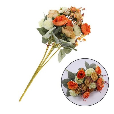Künstliches Blumenstrauß 21 Köpfe Falsche Getrocknete Blumen Orange Strauß