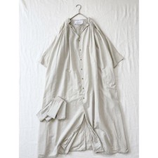 Veritecoeur Linen Blend Shirt Dress Ribbon Greige Japan Auth