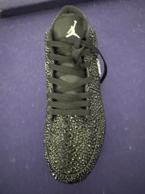 Bedazzled Jordan Low TD Football Cleats Men's 12: Black/Black/White