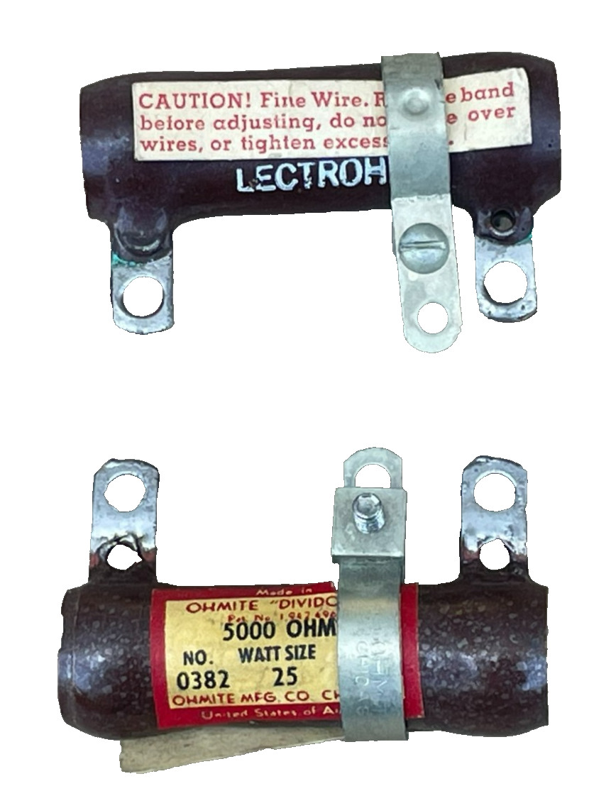 OHMITE 5000 Ohm 25 Watt Adjustable, Ceramic Power Resistor, 0382 (Lot of 2)