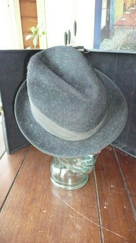Vintage schwarzer Mohair Fedora Hut farbige Strähnen Ihr Huterer en Osnabrück Germany - Bild 8 von 9