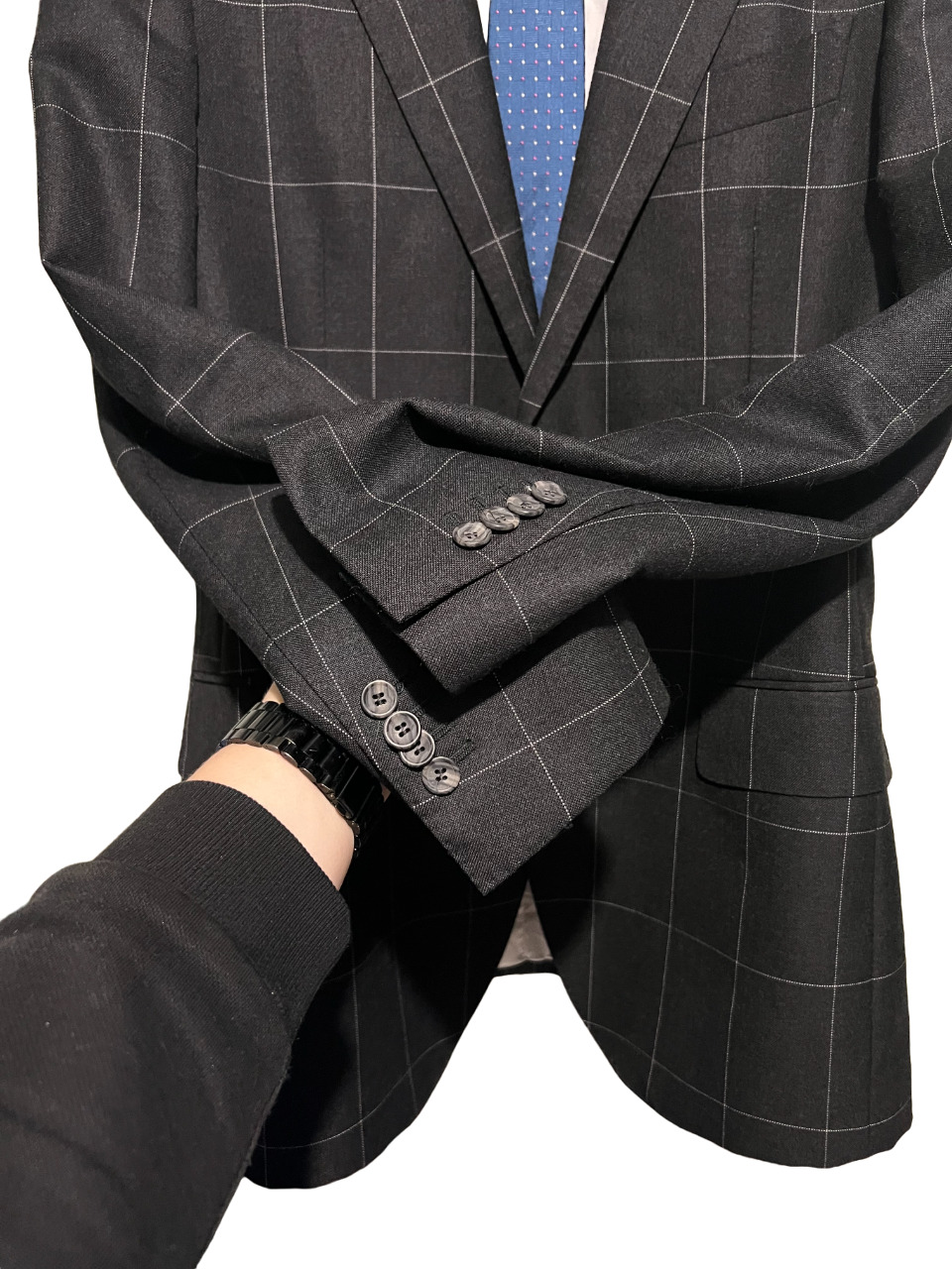 SUITSUPPLY Black Windowpane Check Lazio Suit Jack… - image 6