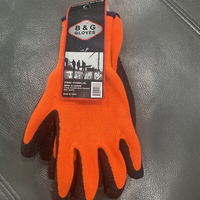  B&G Latex Dipped High-Visibility Orange Work Gloves - X-Large