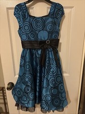 Jona Michelle Girls Special Occasion Dress in Blue Black Size 10 Glitter
