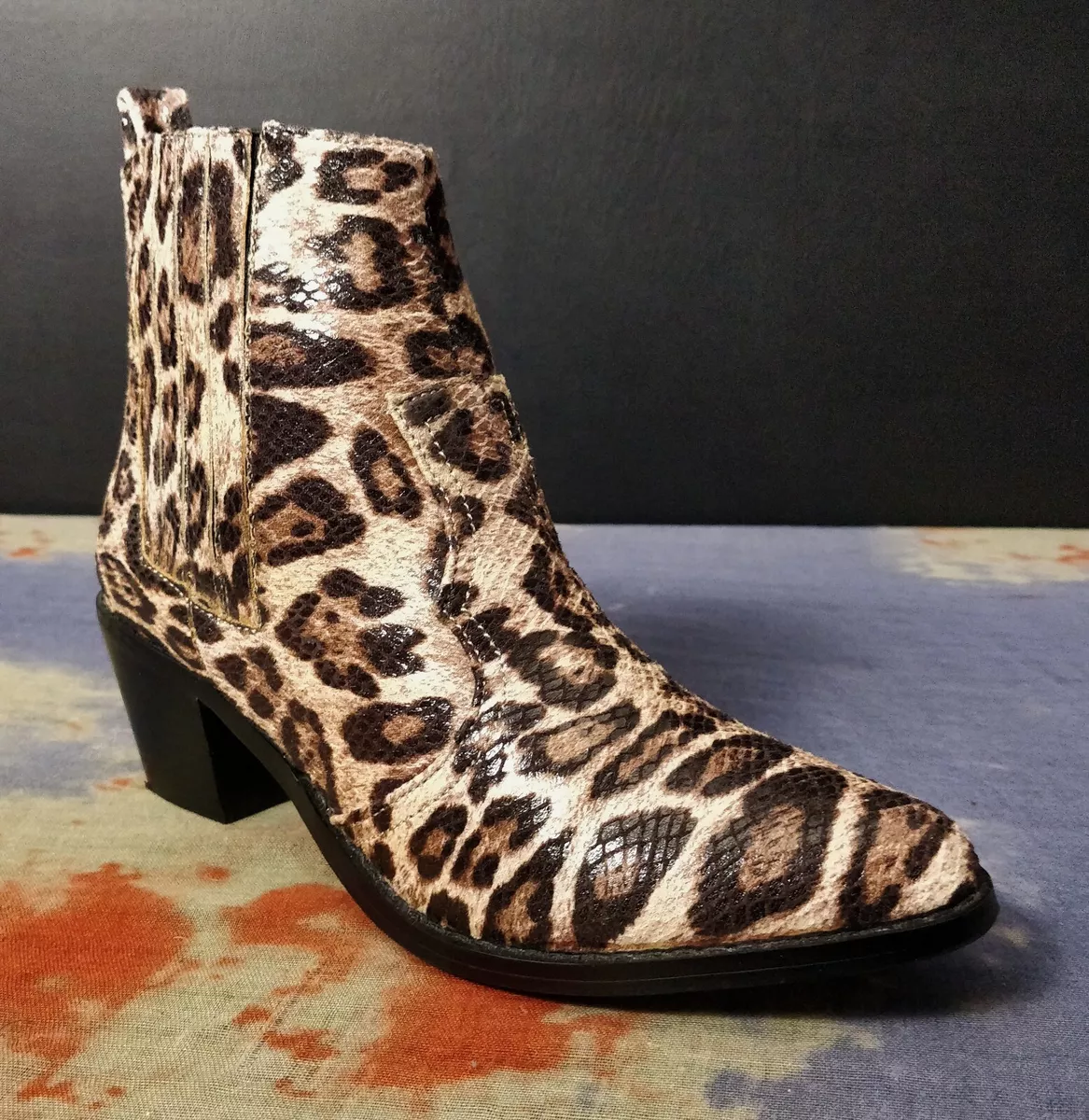 Womens Moda In Pelle Animal Print Ankle Cowboy Boots Size UK 4 EU 37