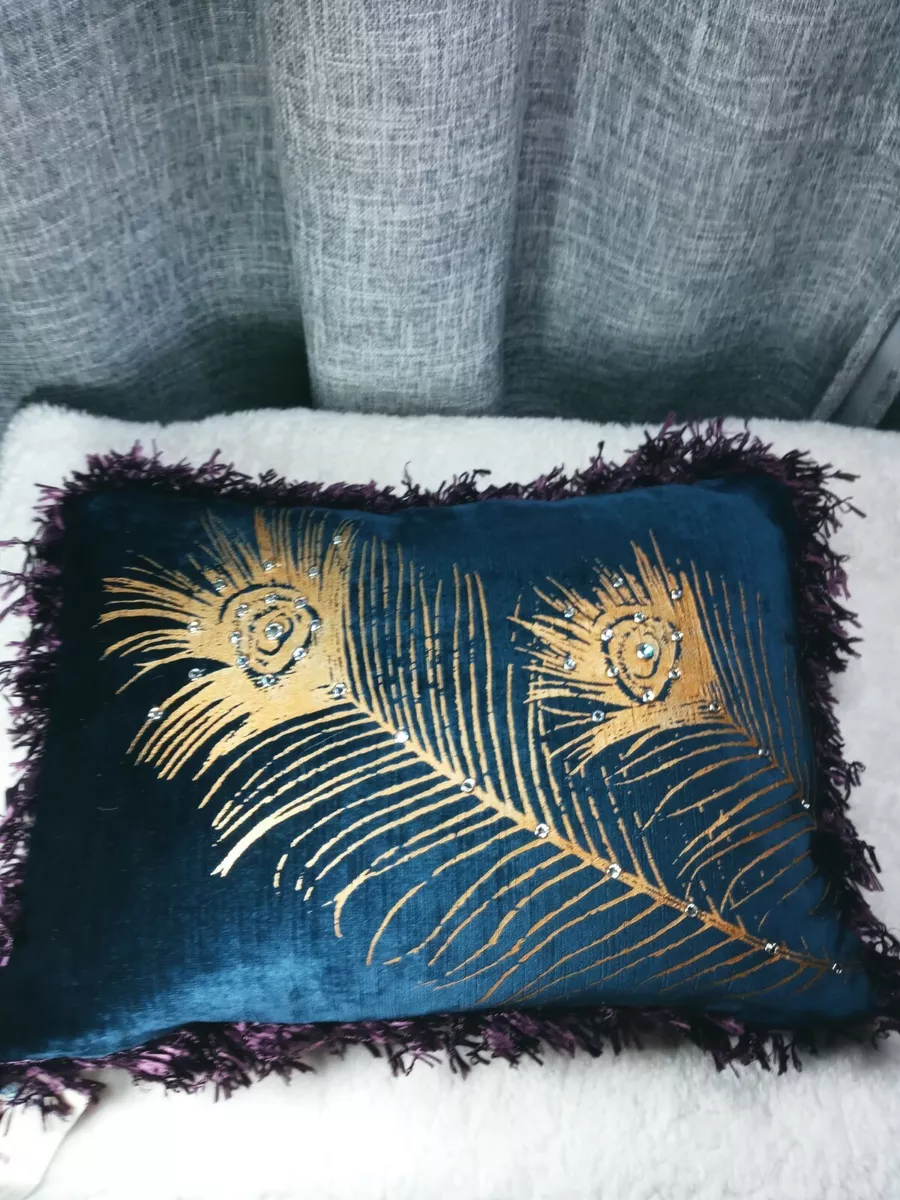 Peacock velvet pillow sale
