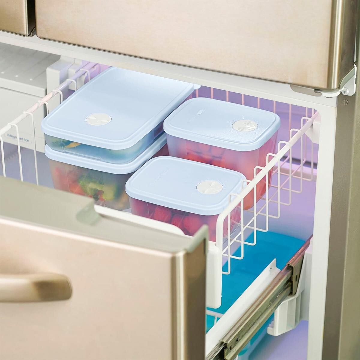 Tupperware 10-piece Date, Store & Freeze Food Storage Set, Blue
