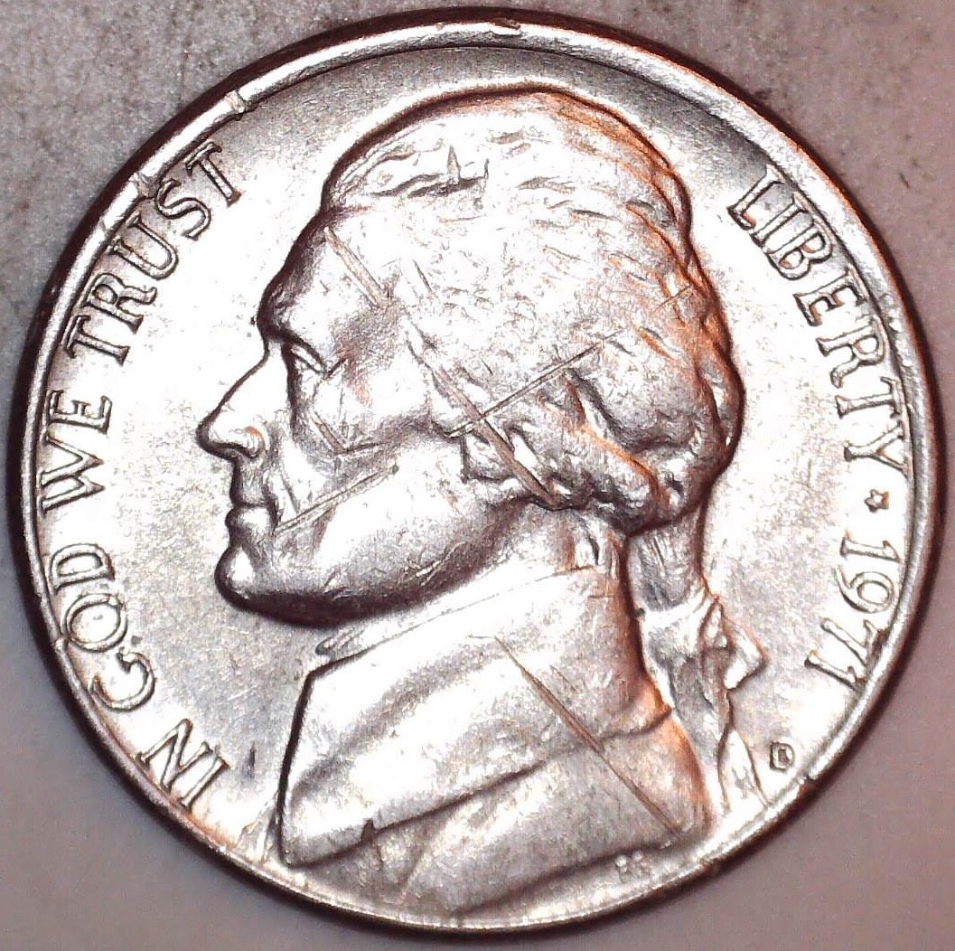 24 nium DC 71XG (目立つ傷がない) 1971 D Error-Jefferson Nickel-Misplaced Mintmark (Low) | eBay