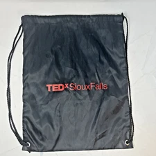TEDx Sioux Falls Black Backpack Pull Drawstring Bag TED Talk Grommets & Strings