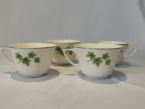 Vintage Paden City Pottery Green Ivy 8 pc Set Cups & Saucers Silver Trim 3 OZ - Picture 13 of 14