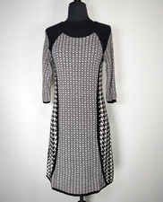 Design History Size Large L Black White Geometric Knit Sweater Dress