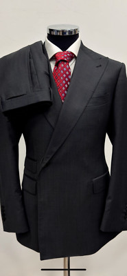 Dark grey one button breasted wool suit