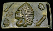 Old West Indian Chief 1940's or 50's Lightweight Vintage Belt Buckle