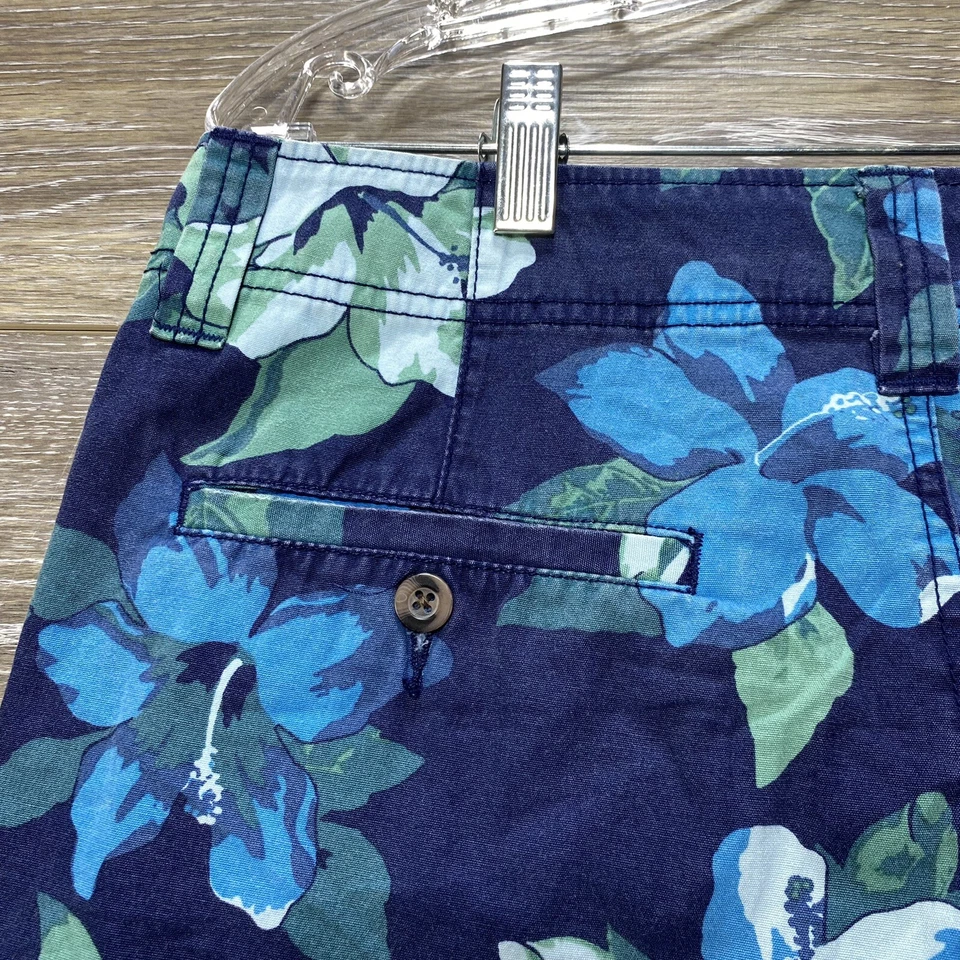 Pantalones Cortos Mossimo Talla 32 Relajado Azul Flores Chino Bolsillos 11” Entrepierna Para Hombres Foto 3 de 4
