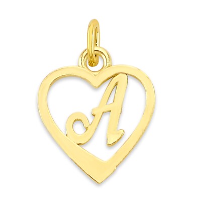 Solid Gold Heart Initial Charm in 10k or 14k, Tiny Letter Charm for Bracelet