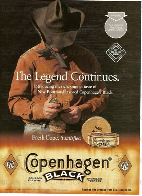 2000 Copenhagen Black Snuff Vintage Magazine Ad   'The Legend Continues' Cowboy