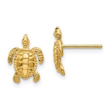 14k Yellow Gold Sea Turtle Stud Earrings 1.31g Perfect Gift for Her