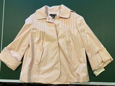 Nwt Etcetera Pink Jacket Hoodie Coat Size 4 Rosebud Button Up Collar Roll Sleeve