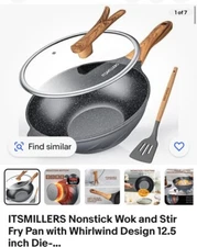 ITSMILLERS Nonstick Wok and Stir Fry Pan with Whirlwind Design 12.5 inch Die-...