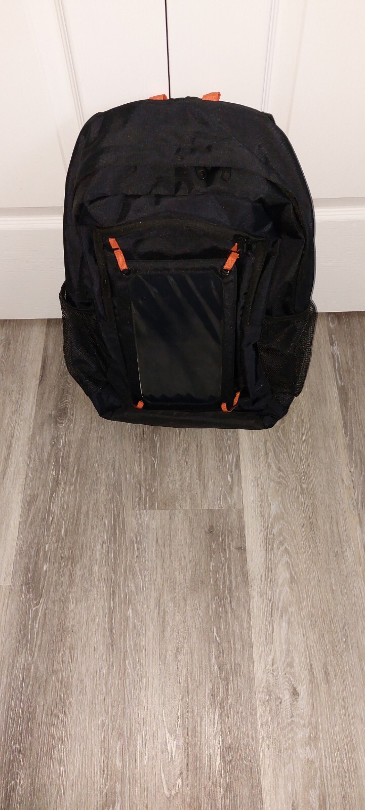 Crane Solar Large Backpack Black & Orange. USB Charging Function. Used