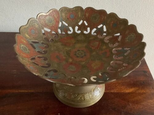 Great Vintage Footed Brass Dish  (India) - 第 1/7 張圖片