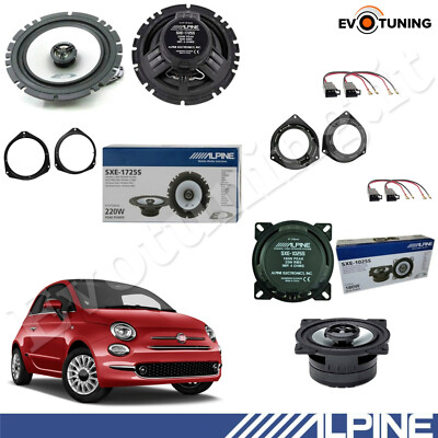 Kit 4 Alpine Lautsprecher Koaxial 16,5cm vorne hinten für Fiat 500
