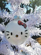 Inspired Hello Kitty Christmas glitter ornaments set of 6 handmade new