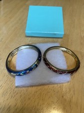 2 Gold Tone Enamel Bracelets Red (Marked Napier ) and Blue (not sure see pics)