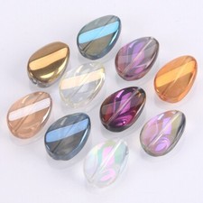 20pcs Twisted Oval Shape 19x13mm Colorful Plated Crystal Glass Loose Beads