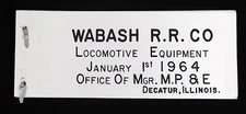 Wabash RR Co Locomotive Equipment 1964 Office of Manager Train Drawings