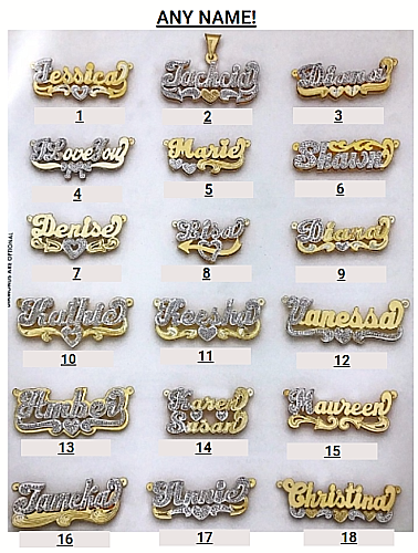 Personalized Silver 14KGold Script Double Name Plate Necklace w