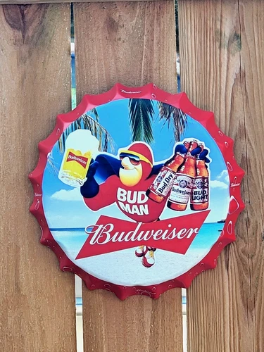 Vintage StyleBudweiser Bud Man King of Beers  Metal  Sign Man cave Bar Pub Decor